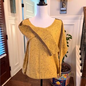 Roxy NWOT Boatneck Honeycomb Oversized Stripe Long Sleeve Speckled Blouse